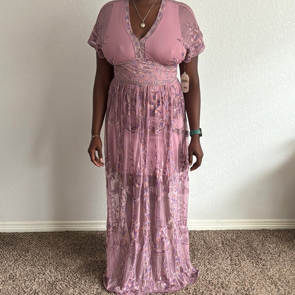 Elegant Pink Embroidered Dress